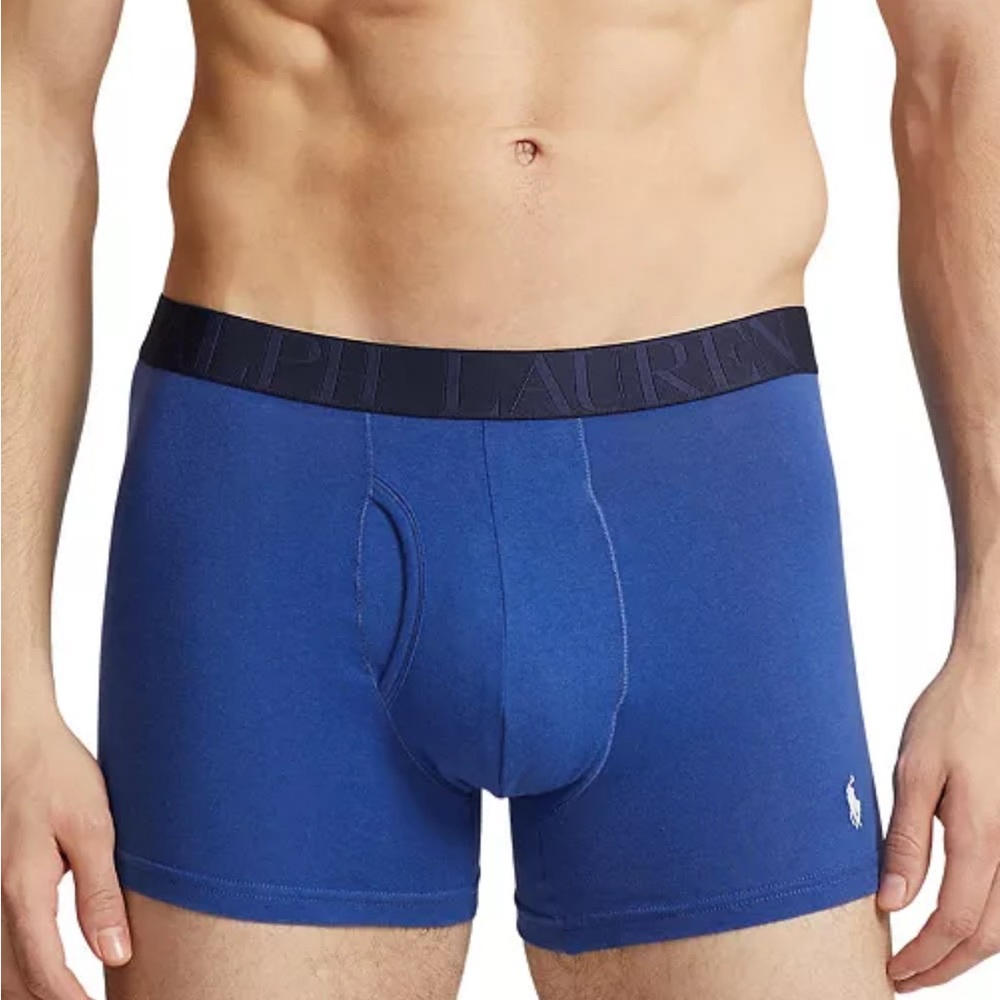 Polo by Ralph Lauren Men's Blue Cotton Stretch Boxer Briefs Trunks